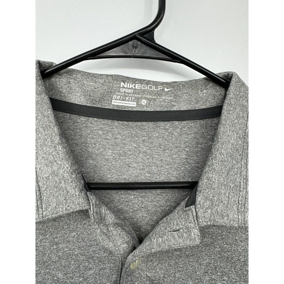 Nike Golf Sport Dri-Fit Heather‎ Polo Shirt Heather Grey XL With Company Logo - Picture 2 of 7